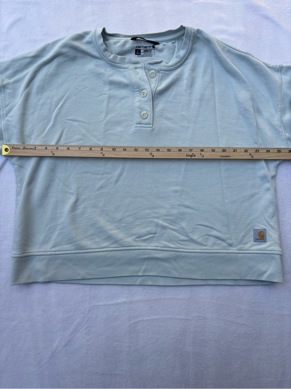 Carhartt Soft Blue Henley Sweatshirt - Loose Fit 12/14 - Picture 7 of 10